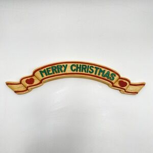 Vintage HOMCO Merry Christmas Banner Cottagecore Granny Heart Holiday Wall Decor
